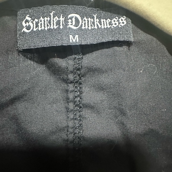 Scarlet Darkness Black Button Front Puff Sleeve Top Medium Gothic Cottagecore - Picture 4 of 4